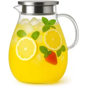Pitcher with Lid, 1 Gallon / 128oz Jug for Hot and Cold Drinks, Iced Tea, Juice, and Beverage Carafe