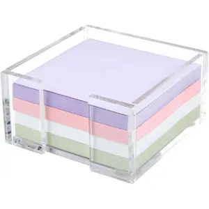 Acrylic Sticky Note Holder, 3 x 3 Crystal Clear Acrylic Notepad Holder Sticky Note Dispenser for Dorm Room and Office Desk Organizer