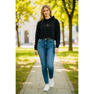 Cropped Hoodie — Minimal 'AURU' Gold Logo Women's Cropped Hoodie