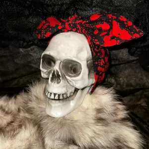 Pinup Style Headband with Red Splatter Design - Classic Black and Red Color Scheme