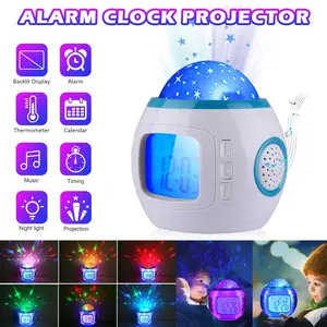 TSV Starry Sky Projector Alarm Clock, Night Light Music Clock with Backlight Gift for Boy Girl AVQOIKA