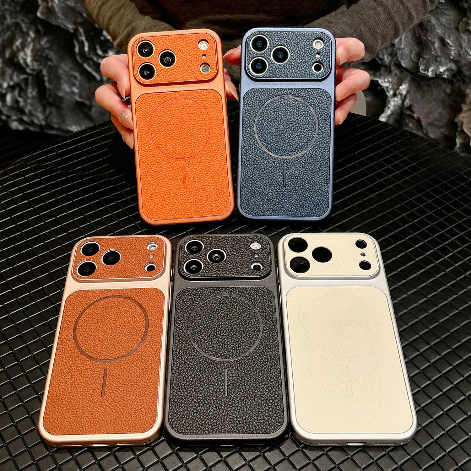 For iPhone 17/16/15/14/13 Pro Max Phone Case,Slim Classic PU Leather Anti-Fingerprint,Camera Lens Protection,Soft TPU Rugged Military Grade Drop Shockproof Cover