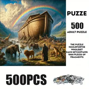 500 Piece Noah's Ark Theme Jigsaw Puzzle, Creative Puzzle, Large Adult Family Interactive Toy, DIY Home Decor Brain Challenge, Holiday Scene, Perfect Gift