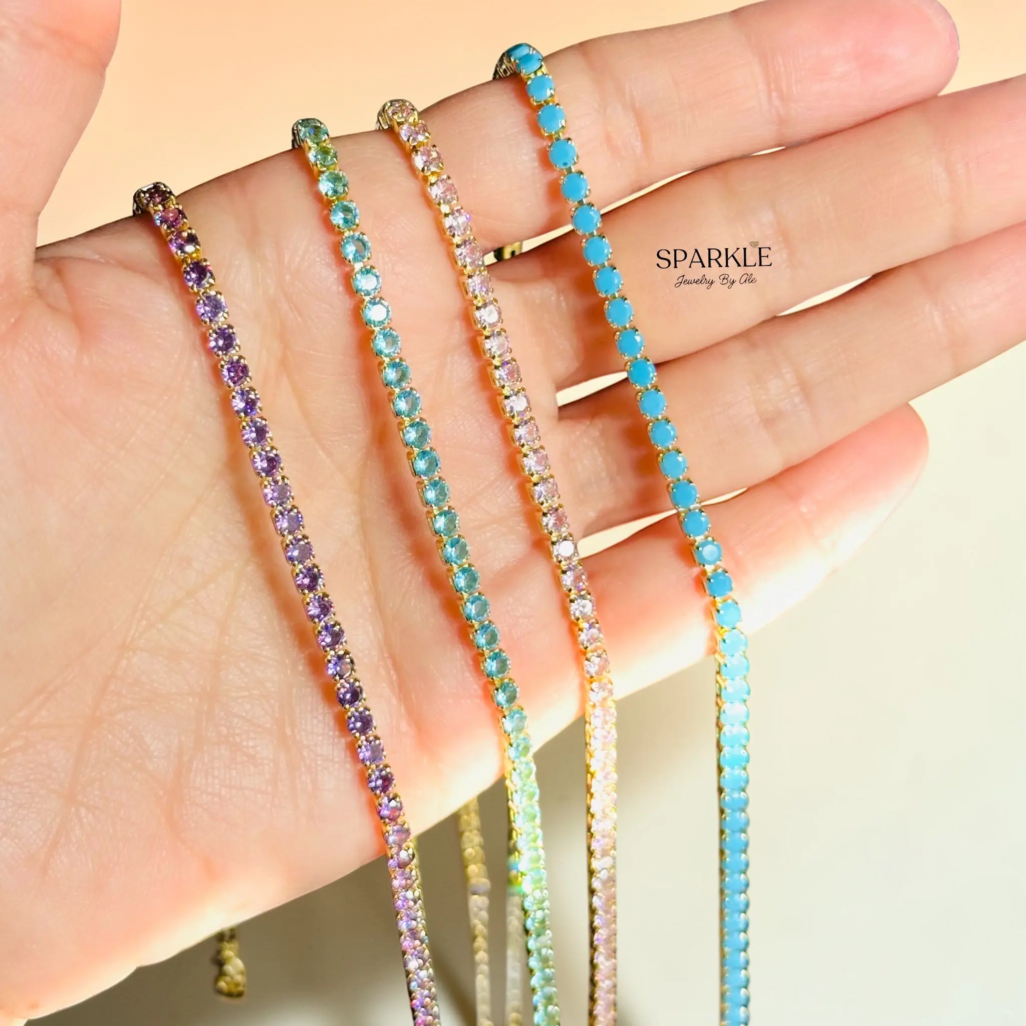 Candy Tennis Necklace | Brass 18k , 15” long 