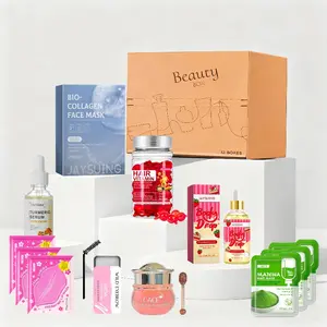 Lip mask, lipstick, face mask, eyebrow gel, hair care capsules, clay mask, facial serum, body serum set, skincare and body gift set, suitable for gifting, skincare set