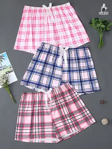 Women's Loose-Fitting All-Over Leopard Pattern Knit Sleepwear Set, Pajama Set, Casual Home Wear Shorts & Top, Comfortable Daily