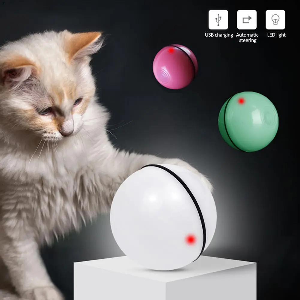 Interactive LED Rolling Cat Toy Ball with Catnip, Feather & Bell Attachments