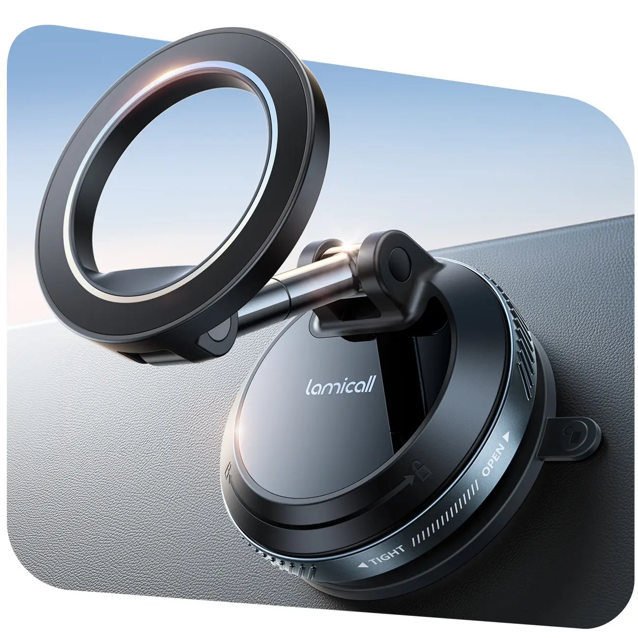 Lamicall Car Phone Holder for Magsafe Dashboard Windshield Nano Gel Vacuum | 20X Magnetic Phone Holders for Your Car 360° Suction Cup Phone Mount for iPhone 17 16 15 14 13 12 Pro Max Gift Truck Black sohochic