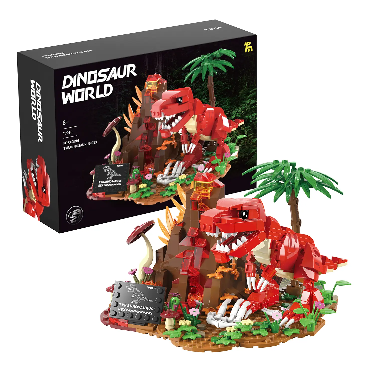 Unisex Dinosaur World Building Blocks Set - T.Rex & Volcano Scene Dinosaur Park STEM Learning Toy for Creative Play, Ages 8+, Easter Gifts, Home Office Decoration Collectible