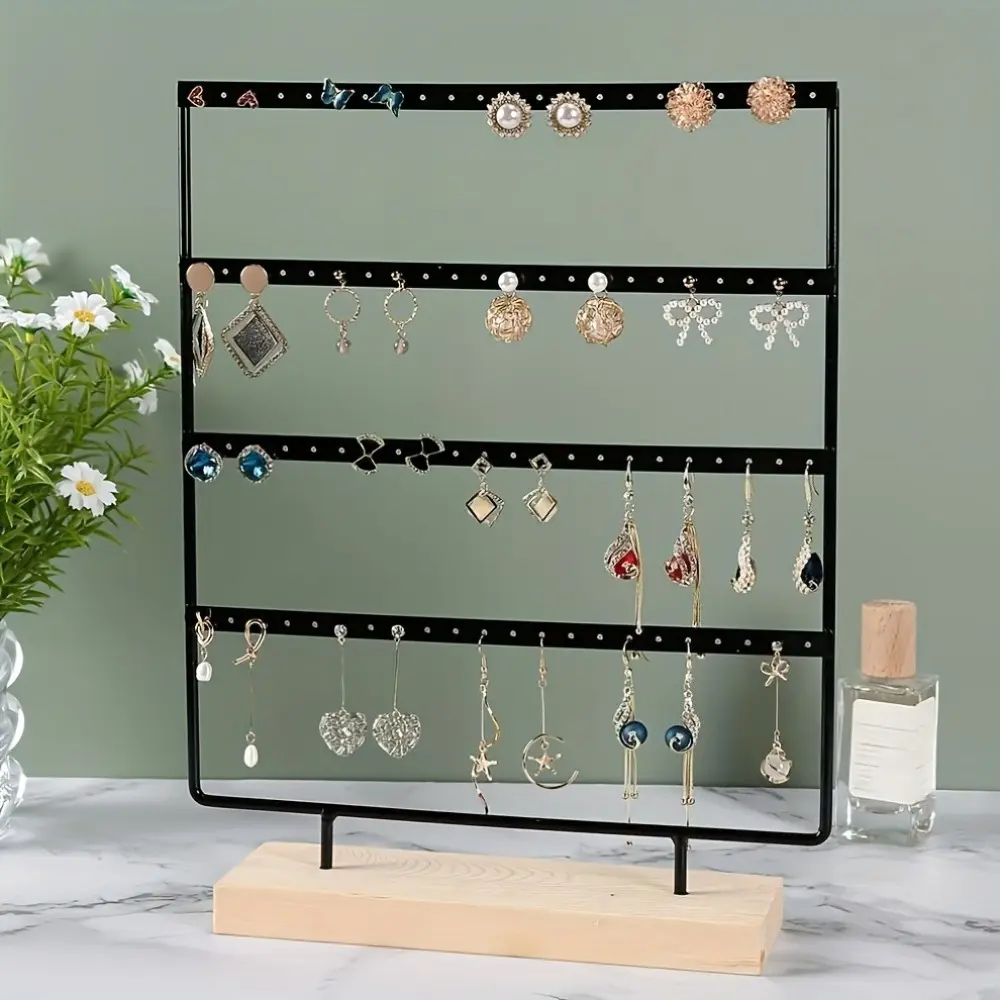 Jewelry rack earring display rack detachable wooden bottom earring jewelry earring storage rack