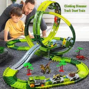 Kids Electric Magic Climbing Dinosaur Track Toy, Engineering Car Train Children Birthday Gift, Fun Educational Play Vehicle ElectricTrack car, self provided 2AAA batteries.not include battery Truck