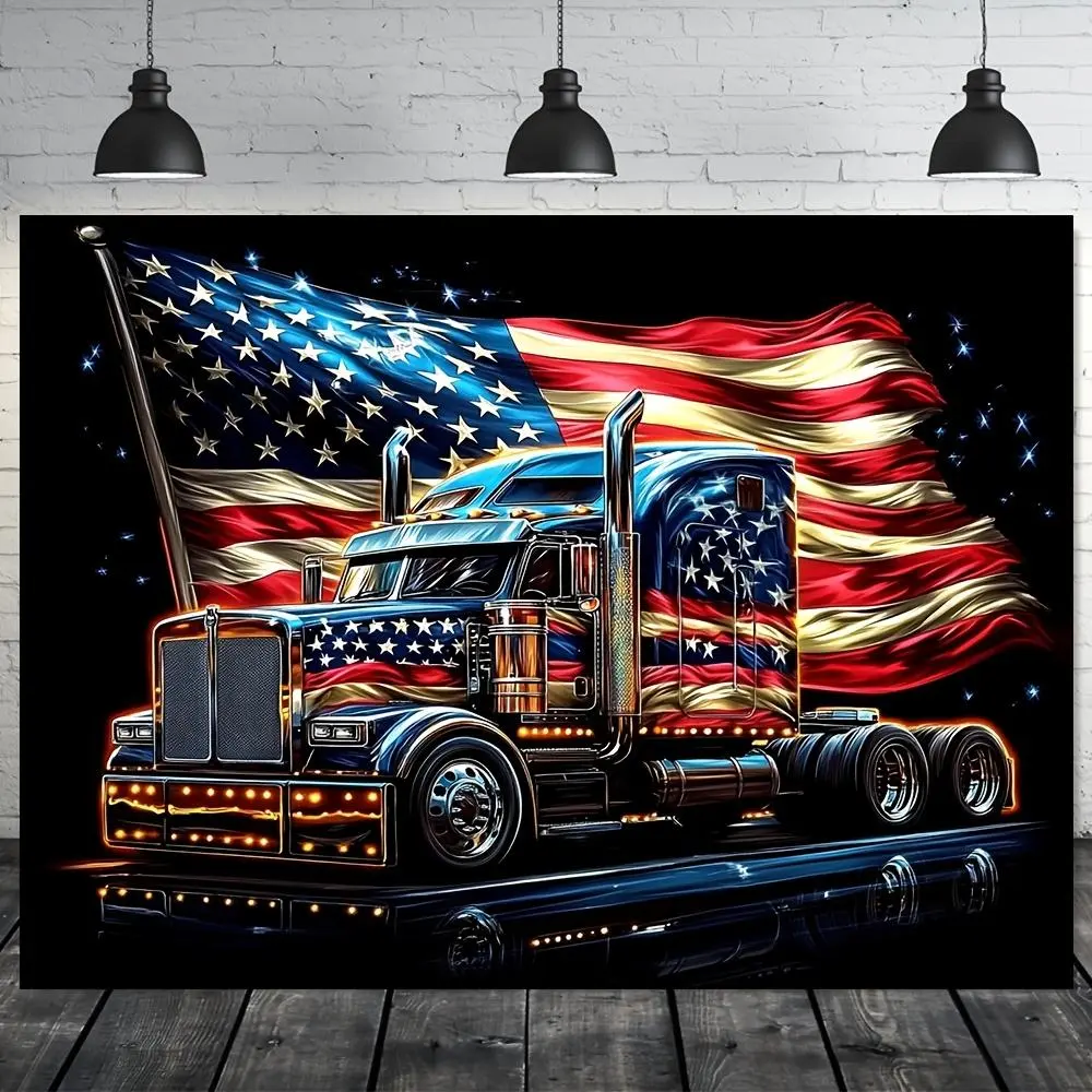 1pc Soft Fabric Patriotic American Flag Decorative Banner - Polyester, Machine-Washable, 2D Flat Truck Cloth, Cordless Car Decoration & Accessory, Glam for Wedding & Festive Decor