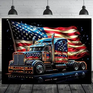 2D Flat Patriotic American Flag Truck Cloth Banner - 1pc Machine-Washable Polyester Banners Car Accessory, No Electricity Needed, Versatile for Wedding & Festive Decor