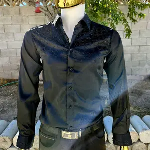 PAGEN Longsleeves Shirt Rhinestone Fashion Stylish Menswear Casual with Unique Embroidery