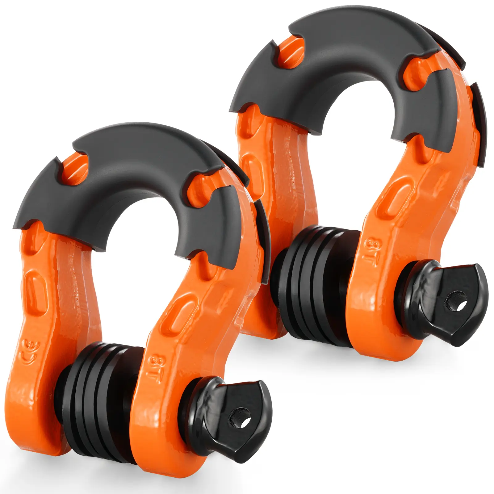【summerfinds】VEVOR 3/4" D-Ring Shackle, 2 Pack Alloy Steel Shackles 66139 lbs (30 Ton) Break Strength with 7/8" Screw Pin, Isolators & Washers, Heavy Duty Off Road Vehicle Recovery Shackle for Jeep Truck, Orange