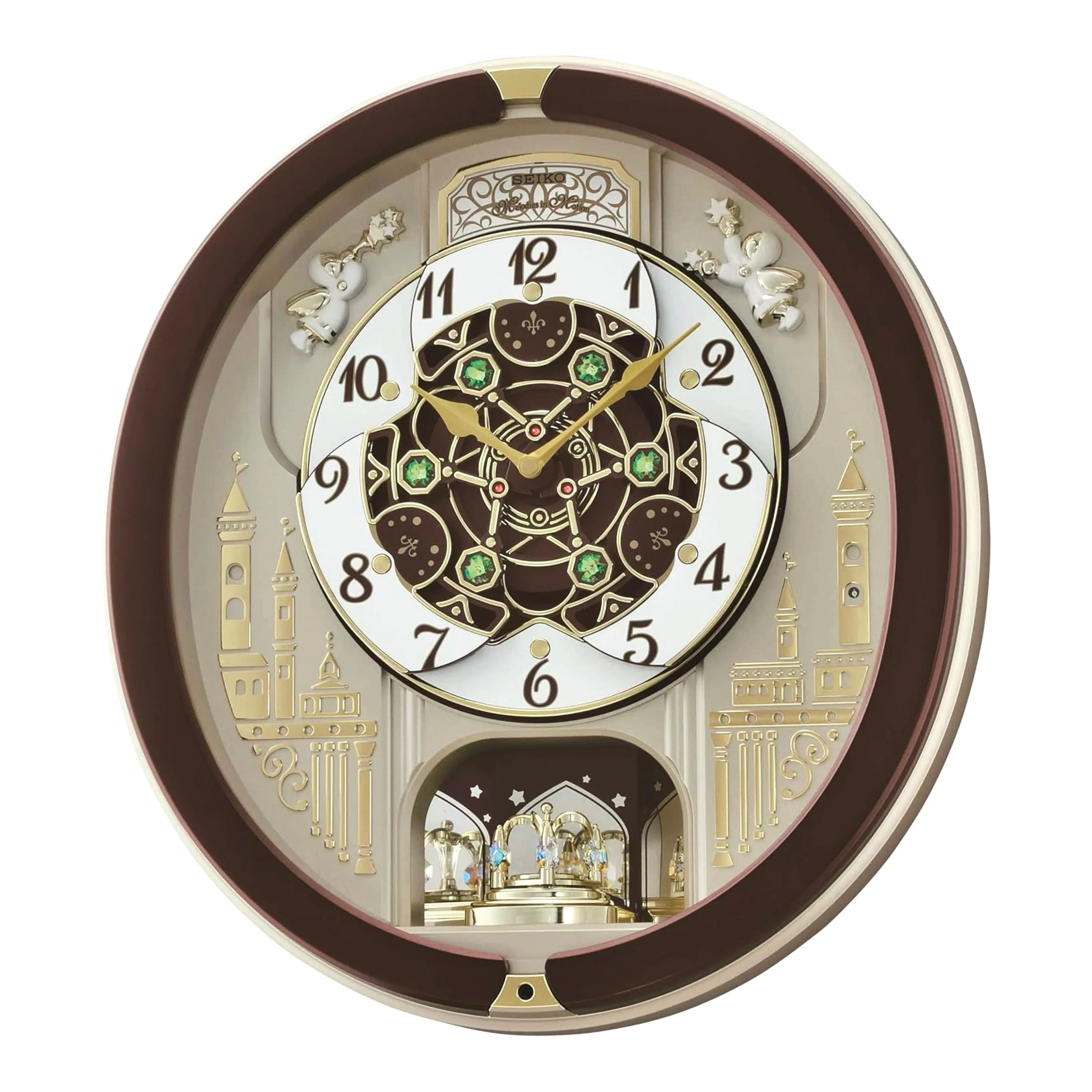 Seiko QXM291BRH "Spring Dance" Melodies in Motion Dancing Dial Musical Wall Clock with 18 Songs