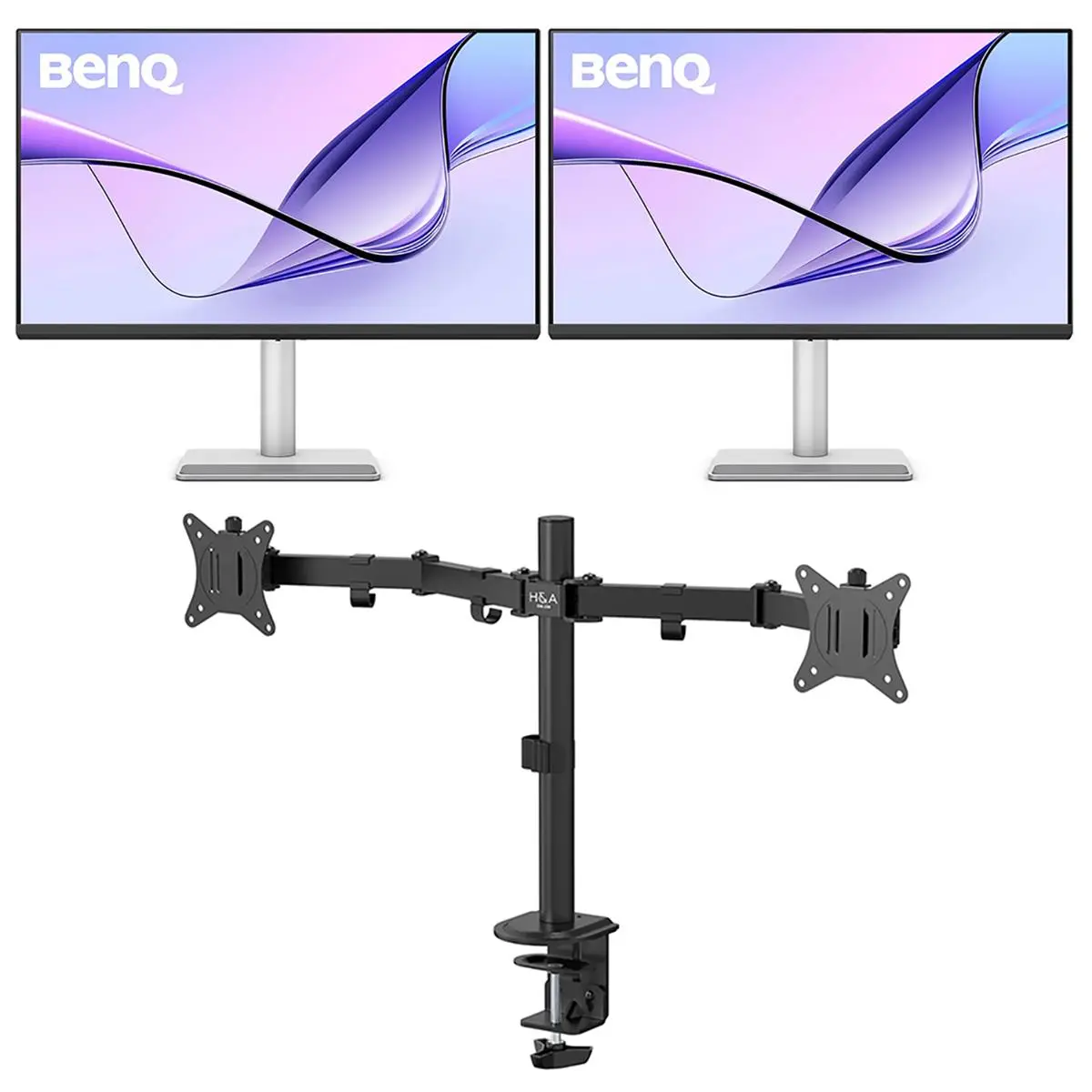 BenQ MA320U 31.5-Inch 4K IPS HDR Monitor Dual 31.5\u201D 4K IPS HDR Monitor Bundle with Heavy Duty Dual Desk Mount Stand, USB-C 90W, HDMI, 99% sRGB, Eye-Care Technology for Mac & PC Workstations