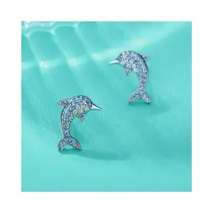 Creative and cute cartoon dolphin stud earrings, holiday party accessories, ideal gifts for Thanksgiving and Christmas