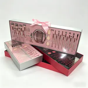 Professional 32 Piece Makeup Brush Set Decorative Gift Box Foundation Concealer Eyeshadow Blending Brushes Tweezers Eyebrow Pencil Tint Kit makeup brushes set eyebrowtint