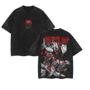 Astray Red Frame - Mobile Suit Gundam Anime Double Printed Vintage Washed Tee Unisex Oversize Anime Manga Washed Heavyweight Cotton T-shirt, Gift For Anime Fan, Anime Lover