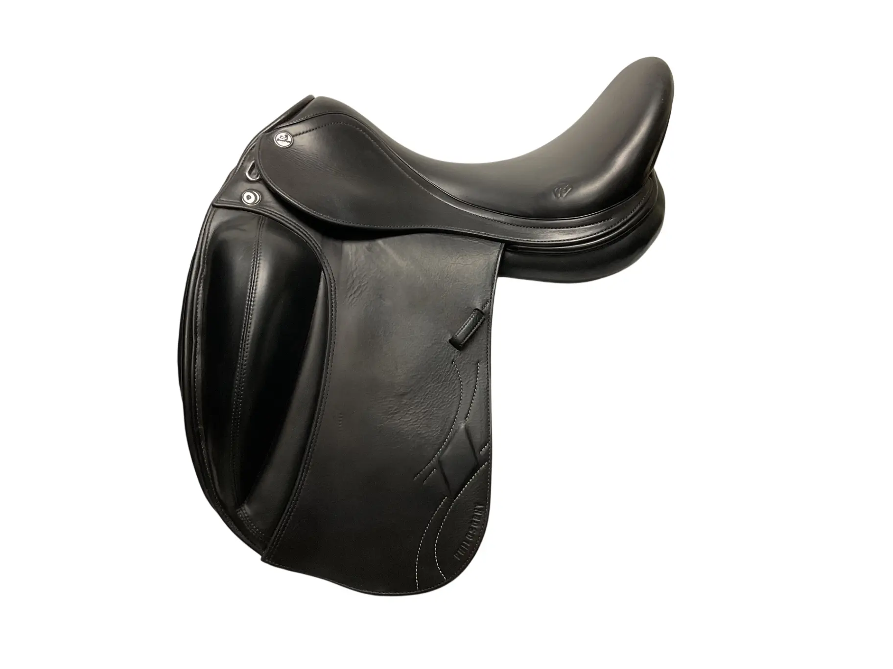 Prestige Philosophy Dressage Saddle - 17" Seat Size, 34cm Calveskin Construction, Moderately Narrow Fit, Flocked Panel Design, Wide Gullet, CPS Seat Technology, Mono-Flap & External Block, Non-Gusseted Front Panel