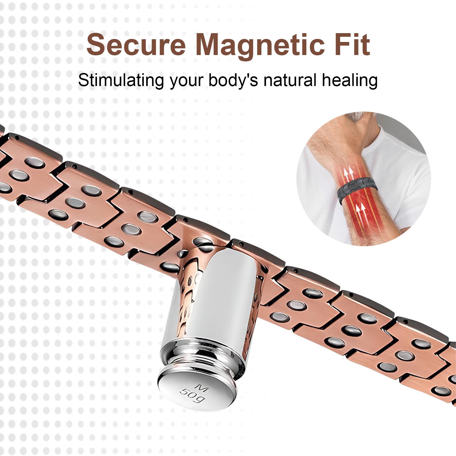 Men's Copper Magnetic Bracelet Triple Strong Magnets, Adjustable Magnetic Therapy Bracelet for Joint Pain Relief & Energy Circulation, Jewelry Gift for Valentine's Day Father's Day