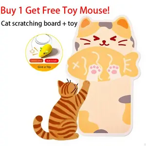 【Buy 1 Get Free Toy Mouse!】Wall Mounted Cat Scratching Board Thickened Durable Wear Resistant Protects Furniture from Cat Scratching Suitable for walls Sofas Cabinets Doors Glass Personalized Cat Tree Tower Cat toy mouse Pet supplies Scratcher Kittens tik