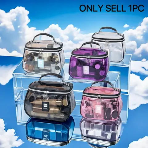 New Portable Luxury Vintage Makeup Bag, Washable Cosmetic Organizer, Waterproof Transparent Large Capacity Travel Storage Bag, Clear Cosmetic Bag, Cosmetics Bag, Travel Essentials