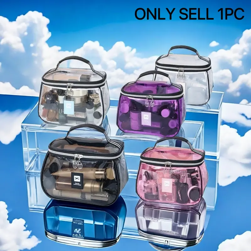 New Portable Luxury Vintage Makeup Bag, Washable Cosmetic Organizer, Waterproof Transparent Large Capacity Travel Storage Bag, Clear Cosmetic Bag, Cosmetics Bag, Travel Essentials