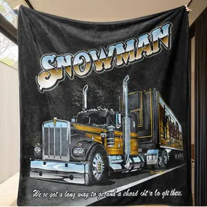 1pc Smokey And The Bandit Snowman Truck Pattern Flannel Fleece Throw Blanket, Super Soft Warm Cozy Lightweight Fuzzy Anti-Pilling Non-Shedding Plush Bedding For Couch Sofa Bed Living Room Office Nap, Casual Soft Blanket
