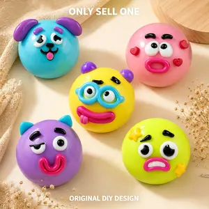 Ranbow Squishy Stress Balls - Curiosities Dog Face DIY Face  Swap Squishy Soft Moldable Cute Relaxing Sensory Fidget Relief Anxiety Stress Fun Desk Accessory for Adults