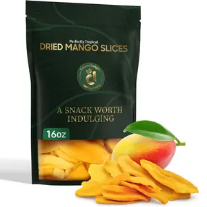 Cravers Delight Lightly Sweetened Dried Mango Slices – 16 oz Sliced Dehydrated Mango Dried Fruit in Bulk, Low Sugar Added – Healthy Dry Fruit Snacks for Kids and Adults – Non-GMO, Gluten Free, Vegan