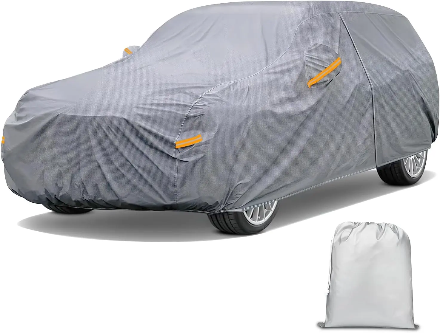 Nilight Heavy Duty Full-Cover SUV Car Cover for 191"-200" Vehicles, Universal Custom-Fit Waterproof Windproof, Double-Stitched Extra Thick with Zipper & Cotton Lining, Anti-UV Durable All-Weather Protection, Portable Bag, Car Storage, Industrial, Windproo