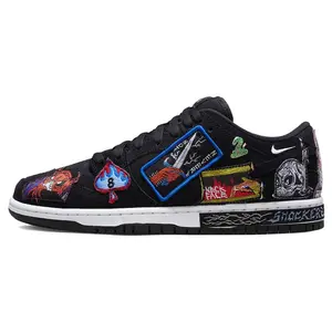 Neckface x Nike Dunk SB Pro QS Low-Top Skate Shoes with Cartoon Embroidery for Men and Women