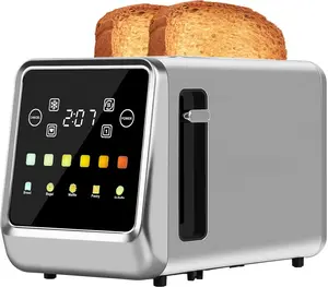 Touch Screen Toaster 2 Slice, Bagel Toaster with LCD Display, Stainless Steel Smart Digital Toasters with Single Slot Toasting,Memory Function