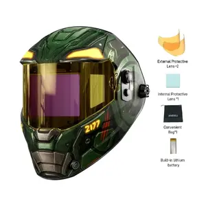 ANDELI True 180° Panoramic Auto-Dimming Welding Mask, Upgraded Optical Clarity, 4.53×3.23in Extra-Large View, Side-View Function, Solar-Rechargeable Battery Powered, 560g Lightweight Weldingmask