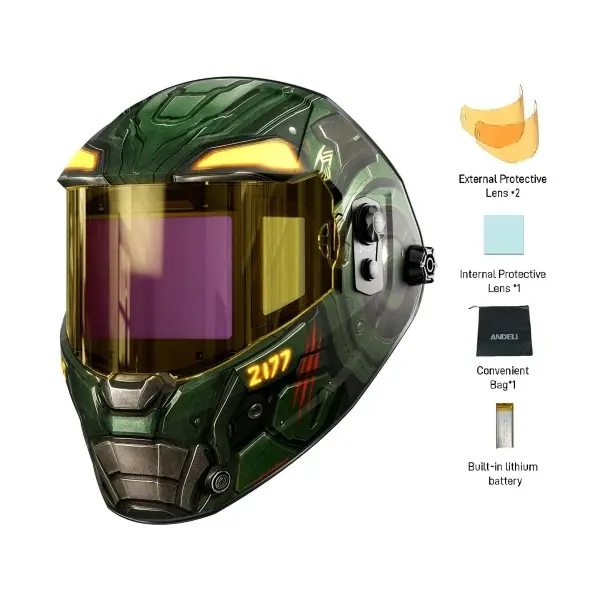 ANDELI True 180° Panoramic Auto-Dimming Welding Mask - Upgraded Optical Clarity, 4.53×3.23in Extra-Large View, Side-View Function, Solar-Rechargeable Battery, 560g Lightweight Weldingmask weld helmet