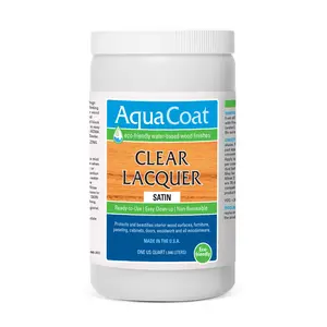 Aqua Coat Clear Acrylic Lacquer - Self-Cross-Linking, Fast-Drying, Easy to Sand, Non-Yellowing, Low odor, Low VOC, Non Flammable, Water Clean up