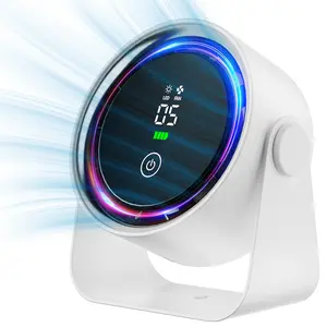 Mini Desktop Fan (Built-in 5000mAh Battery) — Supports 5-Speed ​​Adjustment — Features Ultra-Quiet Operation and a Compact, Portable Design. Ideal for use in offices, on desktops, while traveling, camping, in dormitories, and more.