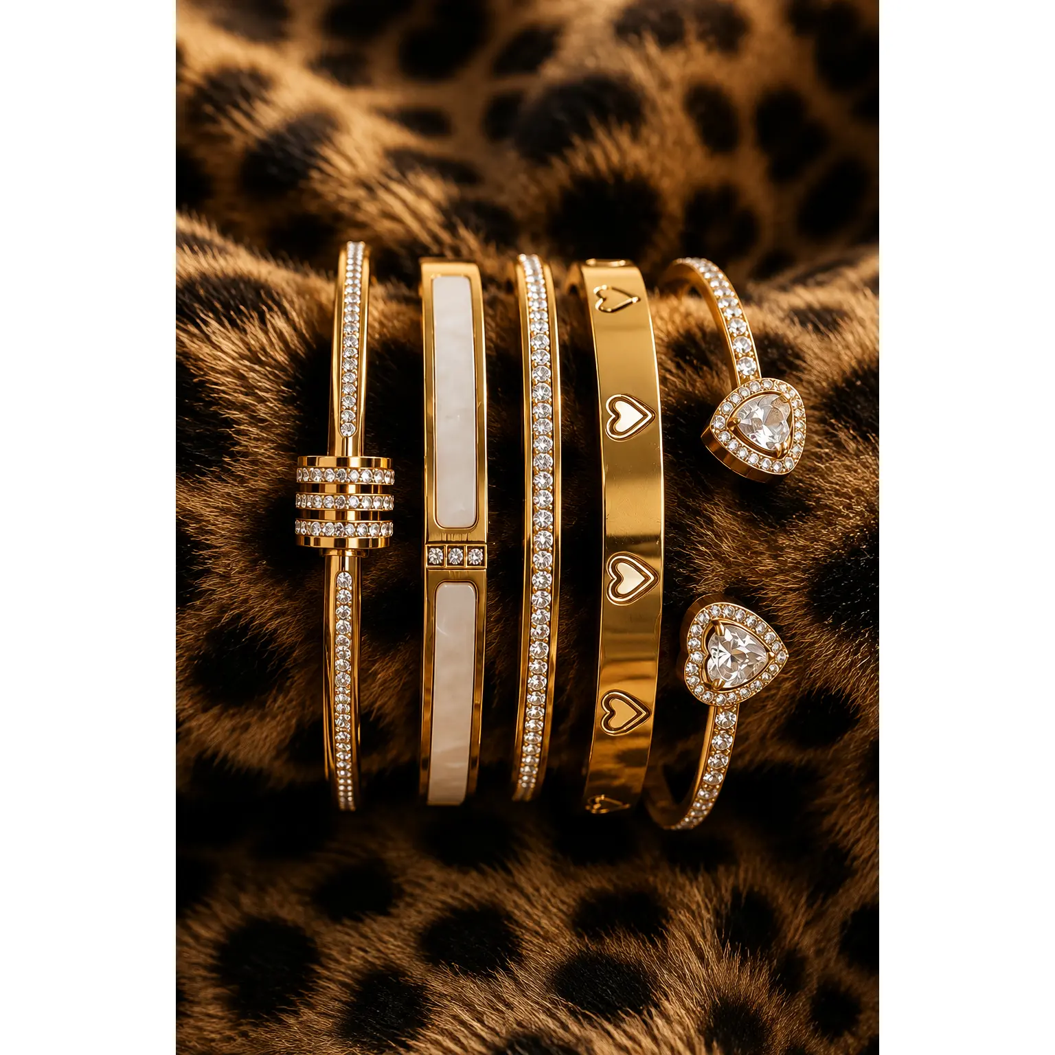 Aphlyra Signature Multiple-Pieces Artificial Gemstone Bangle Bracelets Set, Jewelry Accessories