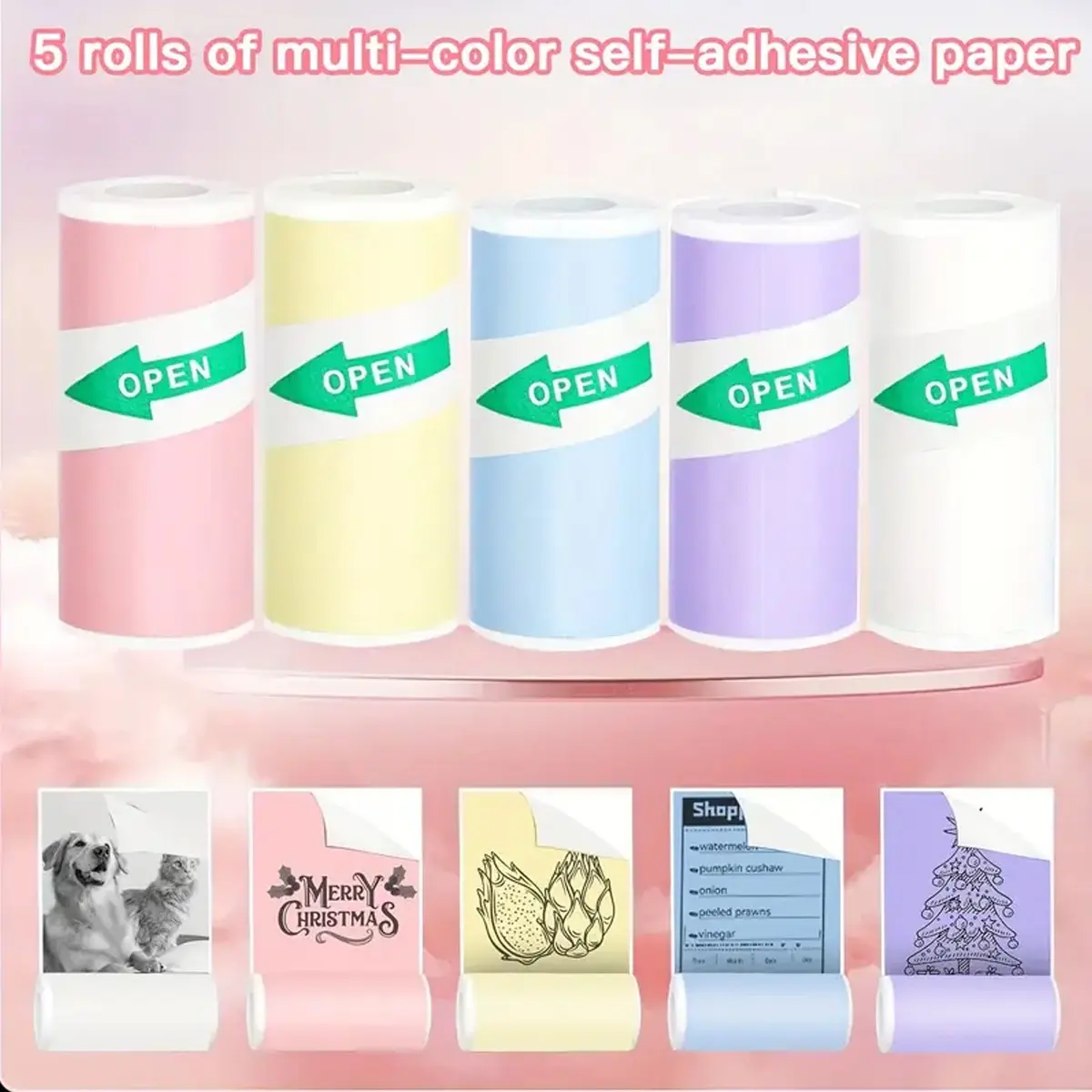 5.7cm/2.2in Thermal Paper, and Effect, for Mini Printer/BT Compact Printer, Adhesive Thermal Printing Paper, Office Stationery, Stationery Office Supplies
