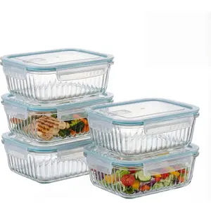 5-Packs, 36 Oz Glass Meal Prep Containers with Snap Locking  Glass  Containers,Airtight Lunch Container,Microwave, Oven, Freezer and Dishwasher