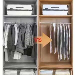 [5 Hook Vacuum Bags] 5 Hook Extra Large Hanging Vacuum Compression Storage Bags|Thickened Organiser Bags, Slim Shape, No Electricity Needed, Clothes Protection and Space Saving