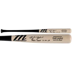 Wyatt Langford Texas Rangers Autographed Marucci Game Model Bat with "MLB Debut 3-28-24" Inscription - Fanatics Authentic Certified