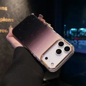 Gradient Two-Color Starry Sky Glitter Phone Case for Ip17promax Transparent Advanced Drop-Resistant Ip16/15/14pro with Manufacturer Warranty