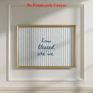 Vintage Blue Striped Wall Art Print, Unframed Art Print, Inspirational Bible Verse Canvas Painting, Bedroom & Living Room Decor, Perfect Gift for Friends