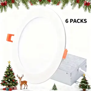 6-Inch Recessed LED Christmas Decorative Lighting Fixture, 3-Piece/6-Piece Sets, 5 CCT Color Temperature Free Switching, Ultra-Thin Dimmable Panel, Minimalist Aesthetic, Easy Installation for Room Decoration