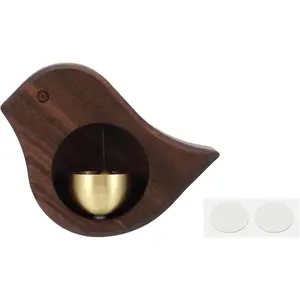 Shopkeepers Bell, Wood Door Chime Hanging Magnetic Door Bell Jingle Bells Animal Metal Doorbell with Self-Adhesive for Door Opening Business When Entering Decoration, Brown, Bird