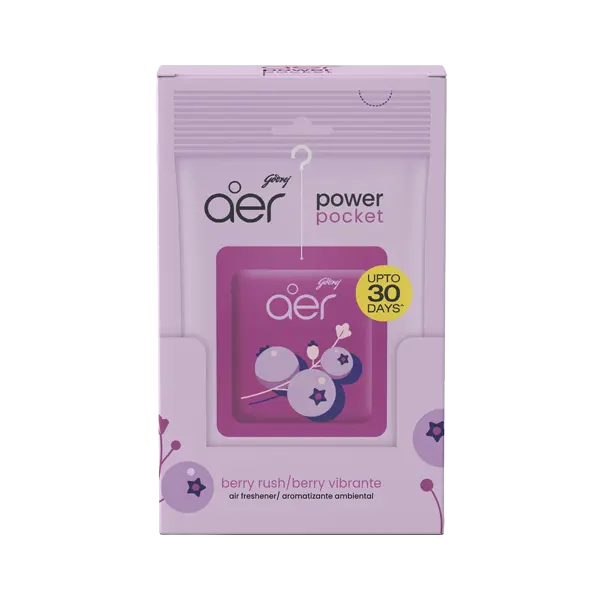 Godrej Aer Power Pocket Berry Rush Pack of 6, Hanging Home Air Freshener