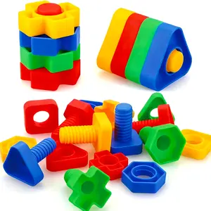 20 Piece Screw Block Toy Set, Plastic Nut Shape Toys, Building Blocks, Unique Shape, Shape Sorter, Educational Toy, Cognitive Development, Halloween Christmas Gift, Best Christmas Choice